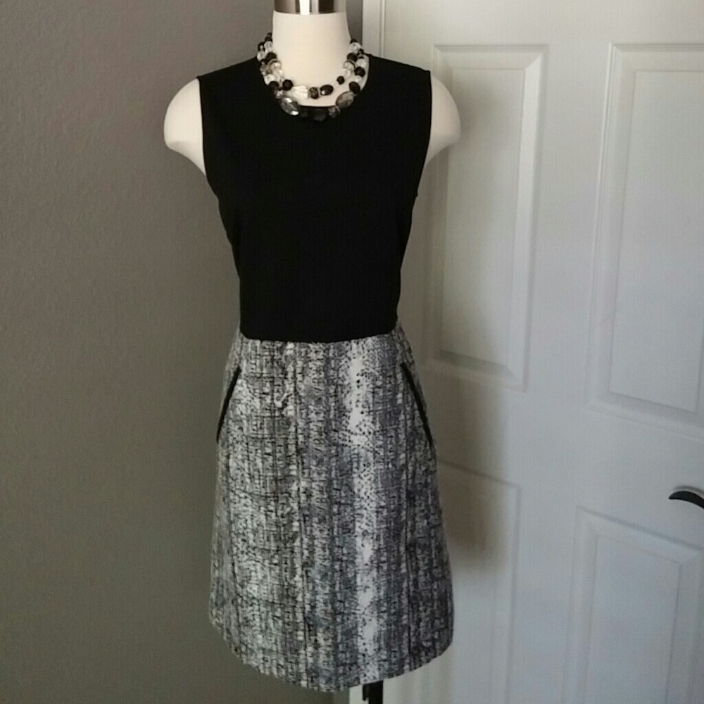 LOFT Black, Gray, and Blue Dress (Sz 10)